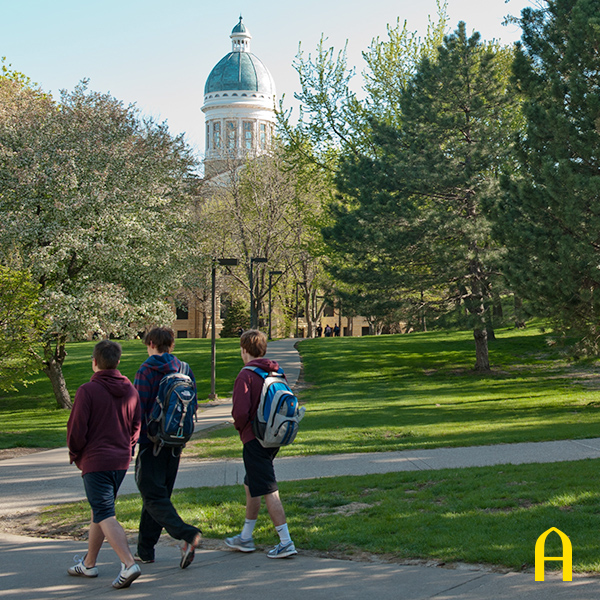 students with Old Main