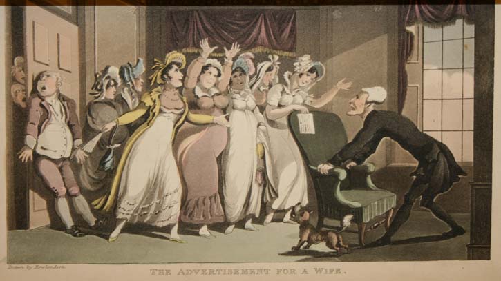 Advertisement for a wife by Rowlandson