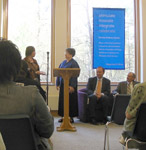 Director Carla Tracy receives the Tredway Library's prize